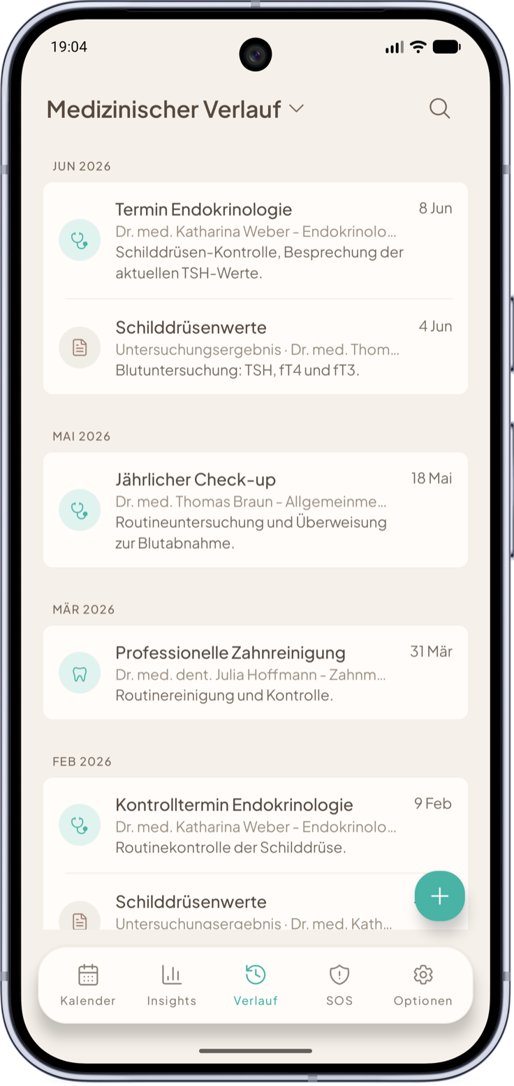 Vitae App — Zeitleiste der Krankengeschichte